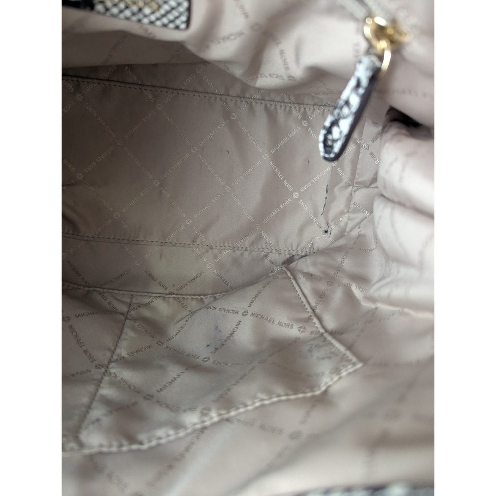 Michael Kors Joan Slouchy Shoulder Hobo Bag Mk Signature Green With Snake Accent - Picture 13 of 15